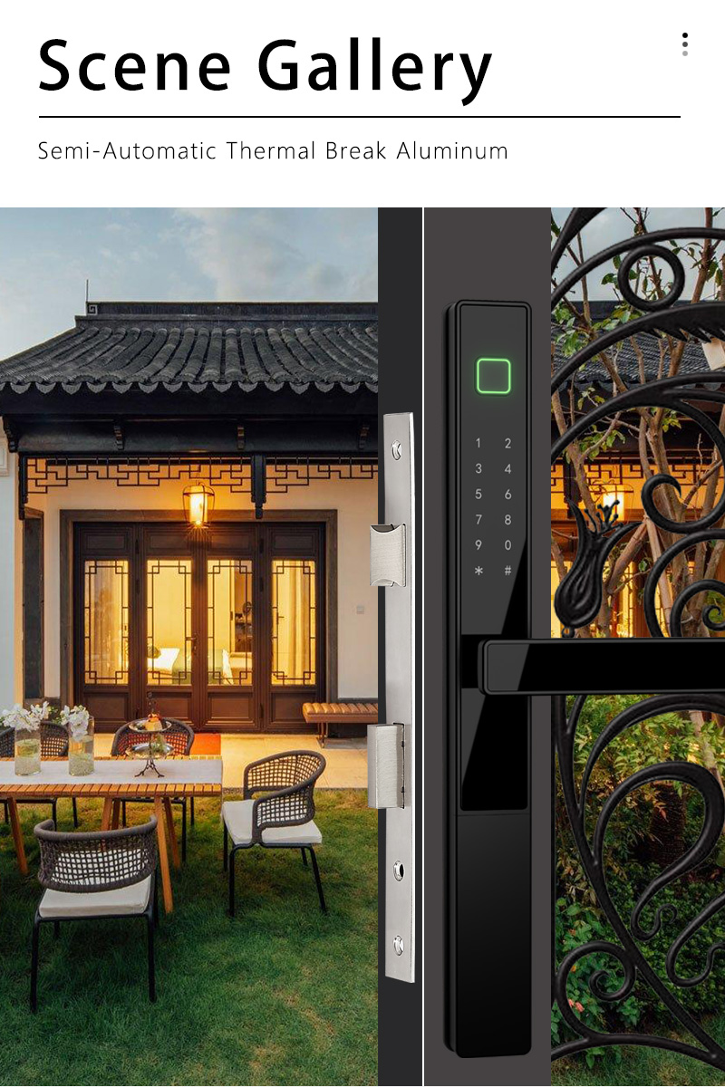 WAFU WF-V2 断桥铝智能锁 — 装饰门场景展示 | 产品图 4
