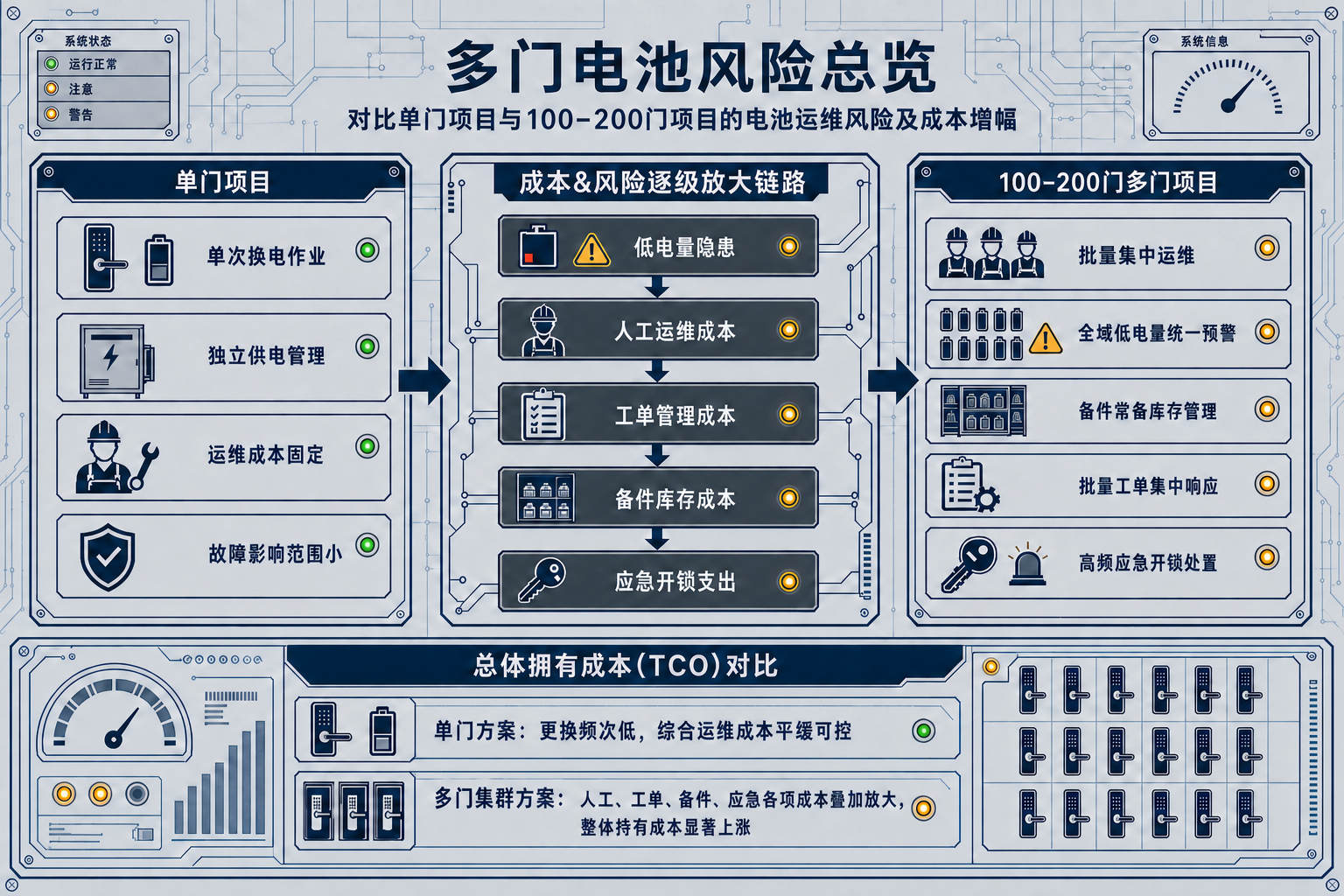 多门项目与单门项目的电池运维风险和总拥有成本对比